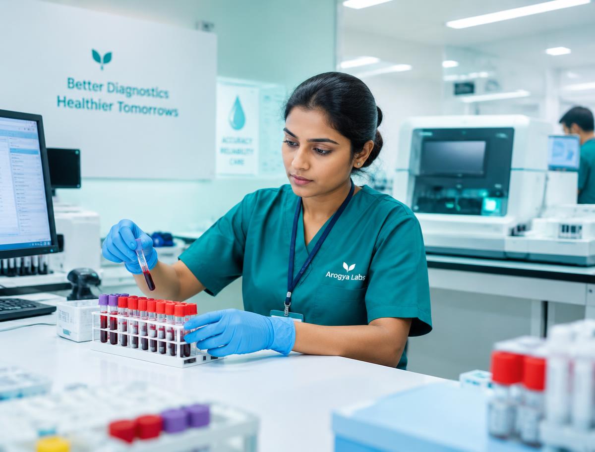 Lab technician handling blood samples